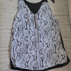 Express Black and White Snakeskin Print Blouse Med